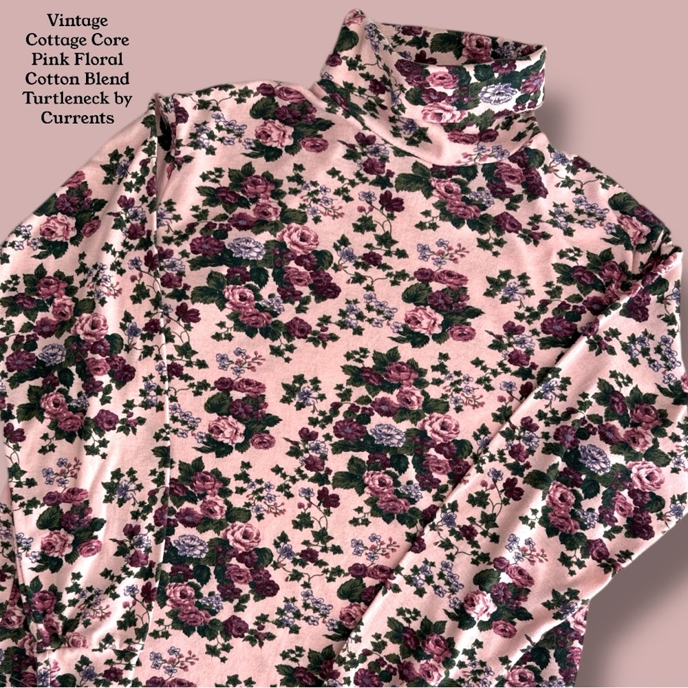 Currents Pink Floral‎ Cottage Core Turtleneck
